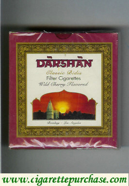 Darshan Classic Bidis Wild Cherry Flavored cigarettes wide flat hard box